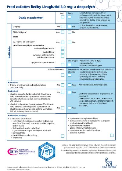 Pomôcka pred začatím liečby liraglutidom u dospelých (PDF)